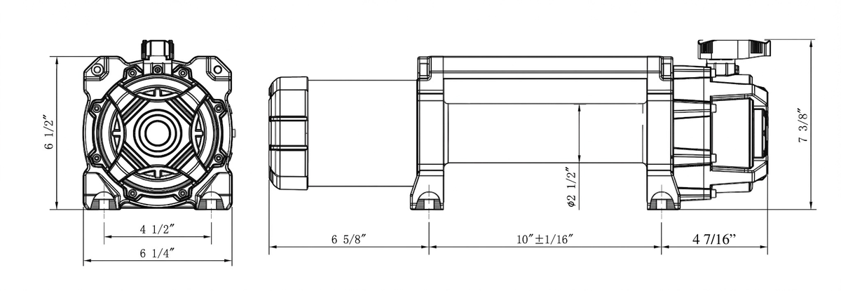 Carbon 12K - 12000lb Winch V3X with MegaPro Hook product diagram
