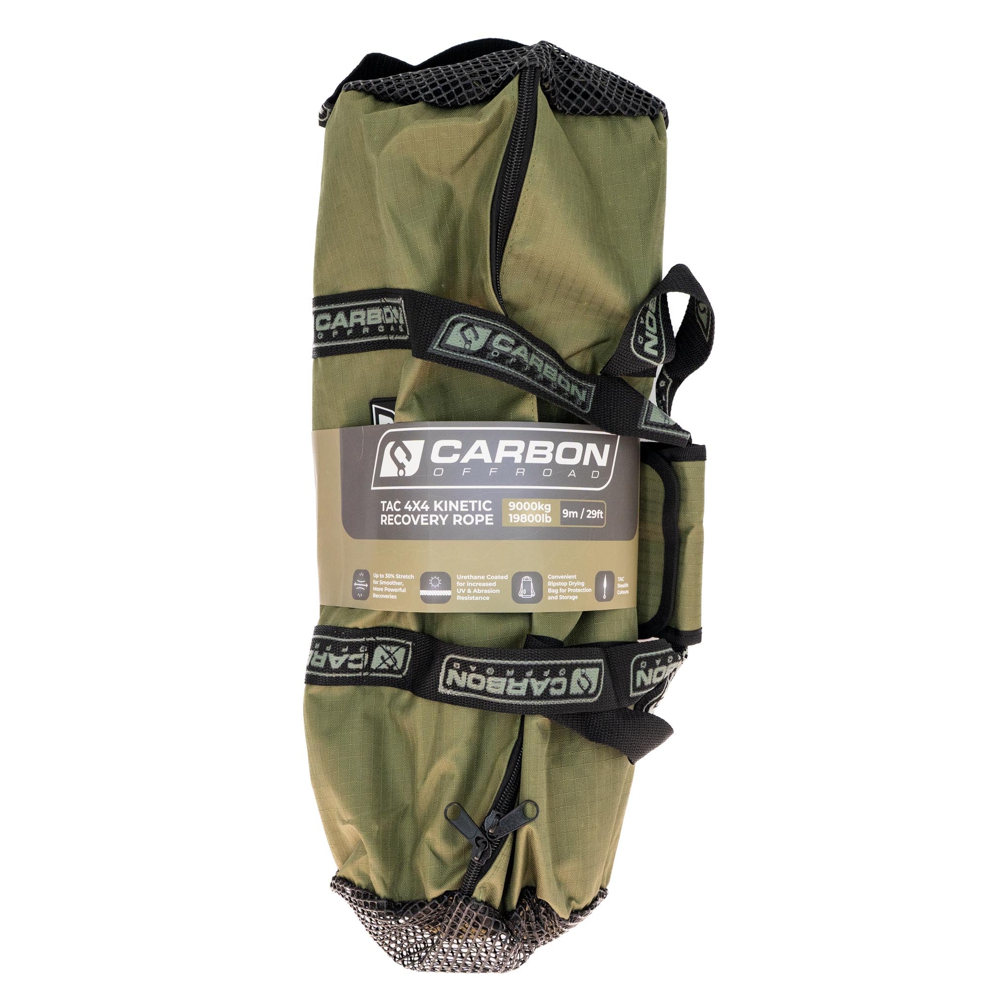 Image of Carbon Offroad Tactical 4x4 Vehicle Kinetic Recovery Rope Mesh Carry Bag