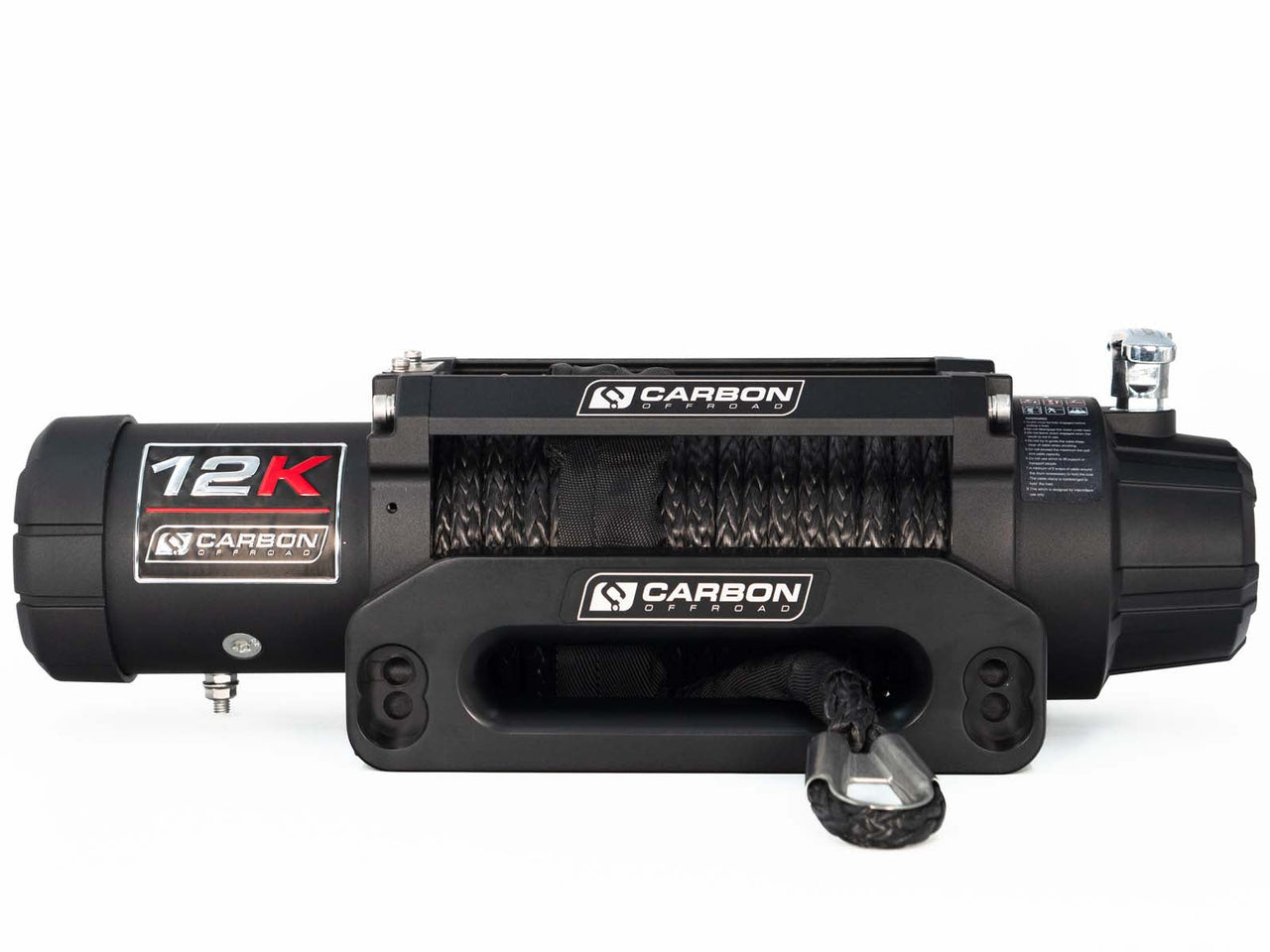 Carbon 12K 12000lb Electric Winch With Black Rope and Hook