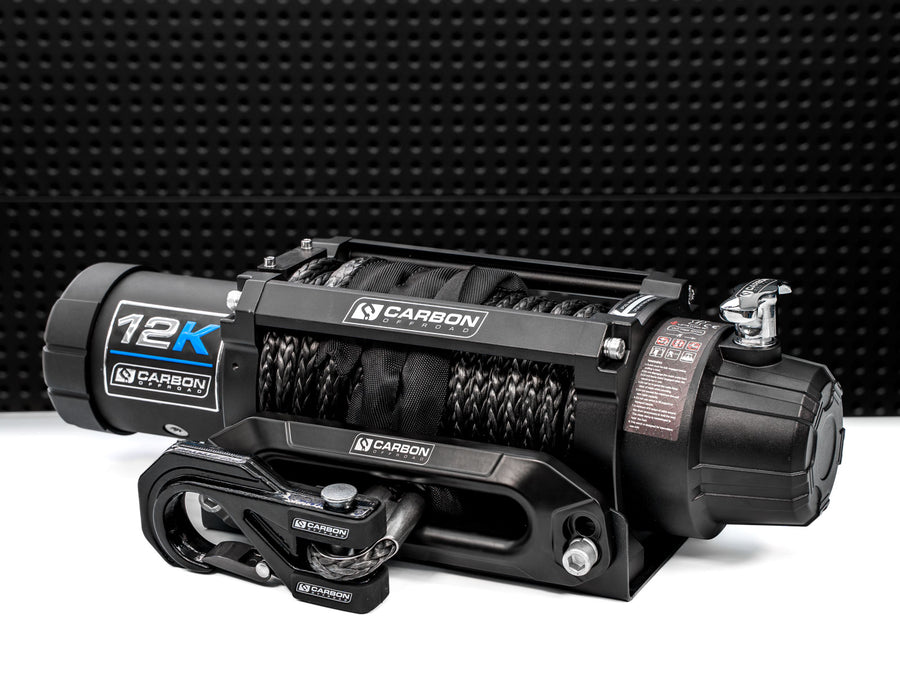 Carbon 12K - 12000lb Winch V3 with MegaPro Hook - Carbon Offroad USA