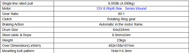Carbon Offroad - RS9 - S 9000lb Short Drum Winch - Carbon Offroad USA