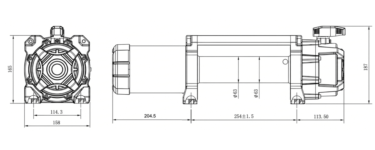 Carbon Offroad - RS9 9000lb Winch product diagram