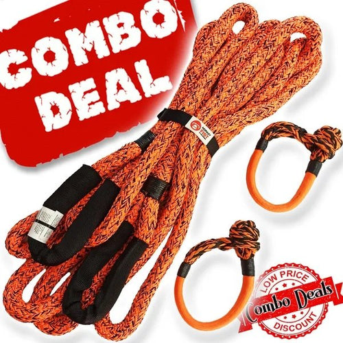 Carbon 4x4 Kinetic Rope and 2 x Soft Shackle Combo Deal - Carbon Offroad