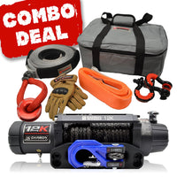 Thumbnail for Carbon V.3 12000lb Winch Blue Hook and Recovery Combo Deal - Carbon Offroad