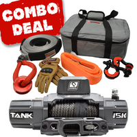 Thumbnail for Carbon Tank 15000lb 4x4 Winch Kit IP68 12V and Recovery Combo Deal
